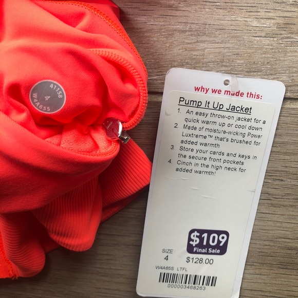 LULULEMON PUMP IT UP JACKET light flare NWT SIZE 4 - Picture 3 of 3